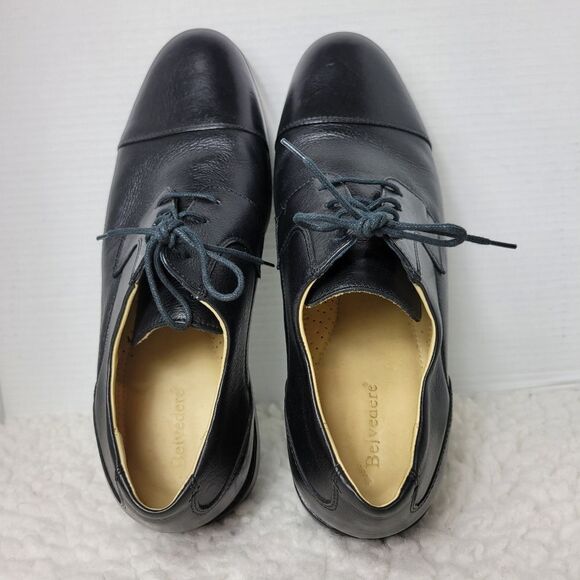 Belvedere Studio Duke Mens Size 13 Black Cap Toe Oxfords Leather